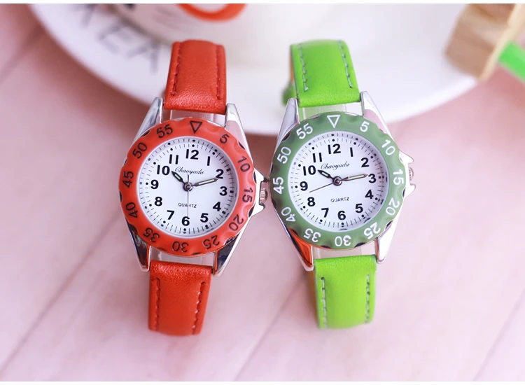 Chaoyada Children Boys Girls Colorful Leather Electronic Wristwatches Little Kids Waterproof Quartz Learn Time Watches Clock