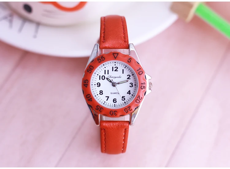 Chaoyada Children Boys Girls Colorful Leather Electronic Wristwatches Little Kids Waterproof Quartz Learn Time Watches Clock
