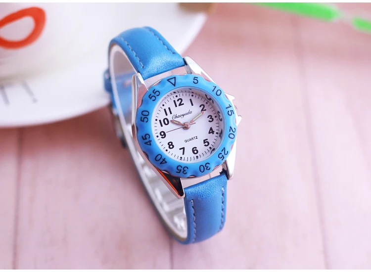 Chaoyada Children Boys Girls Colorful Leather Electronic Wristwatches Little Kids Waterproof Quartz Learn Time Watches Clock