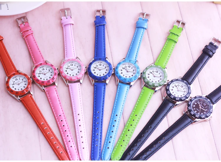 Chaoyada Children Boys Girls Colorful Leather Electronic Wristwatches Little Kids Waterproof Quartz Learn Time Watches Clock
