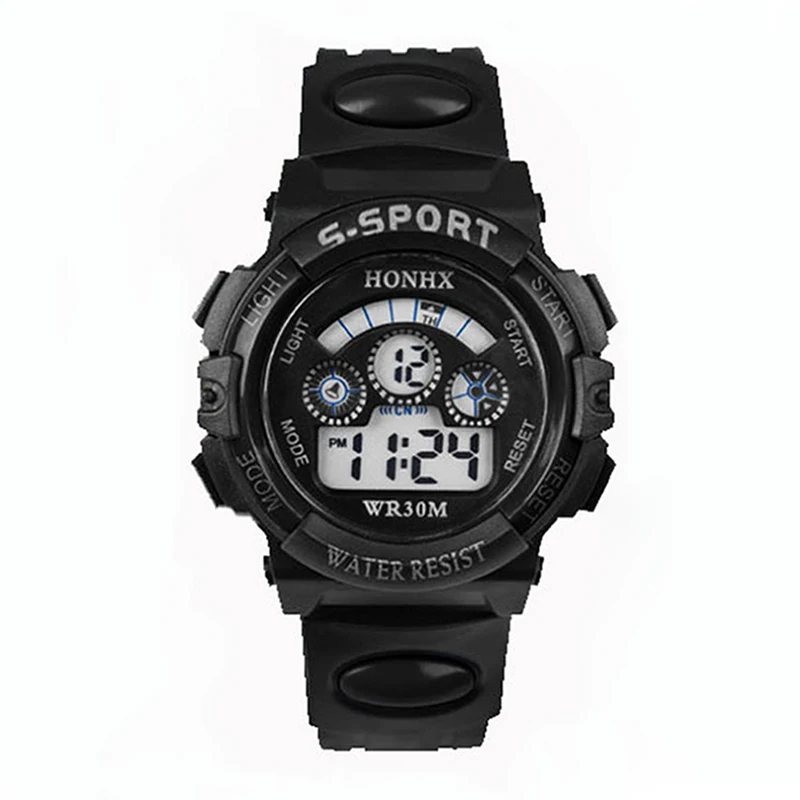 Waterproof Kids Boys Sports Multifunction Electronic LED Alarm Date Wrist Watch