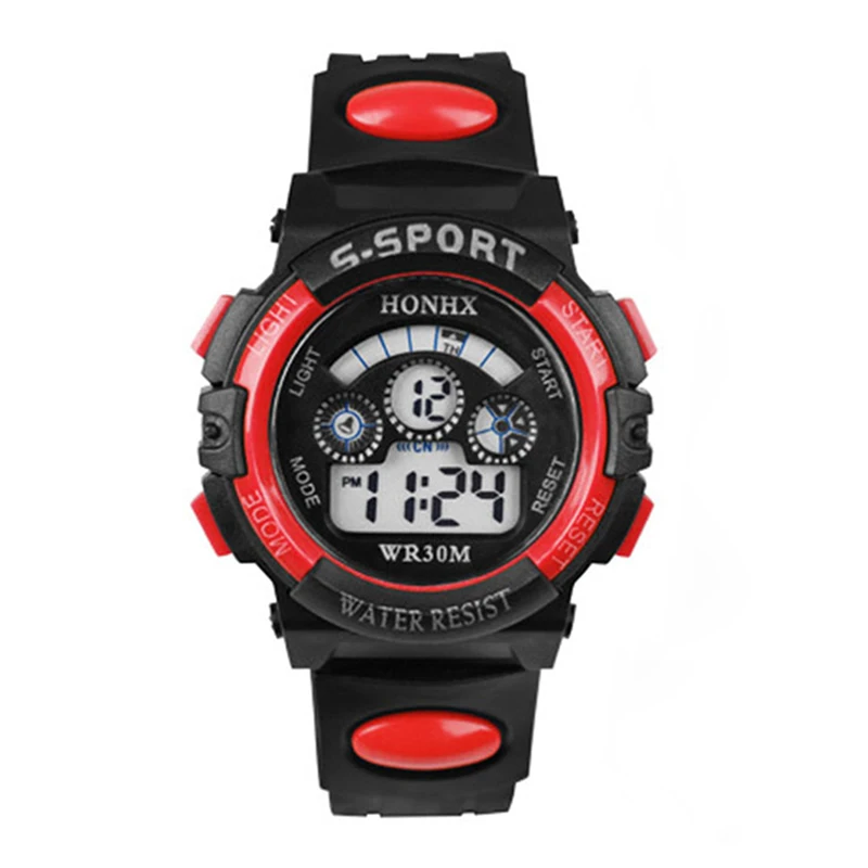 Waterproof Kids Boys Sports Multifunction Electronic LED Alarm Date Wrist Watch