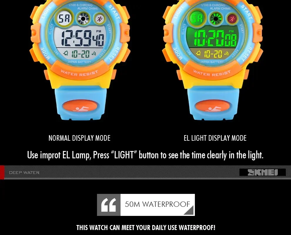 SKMEI 1451 Dropship Fashion Waterproof Children Boy Girl Watch Digital LED Watches  Alarm Date Sports Electronic Digital Watch