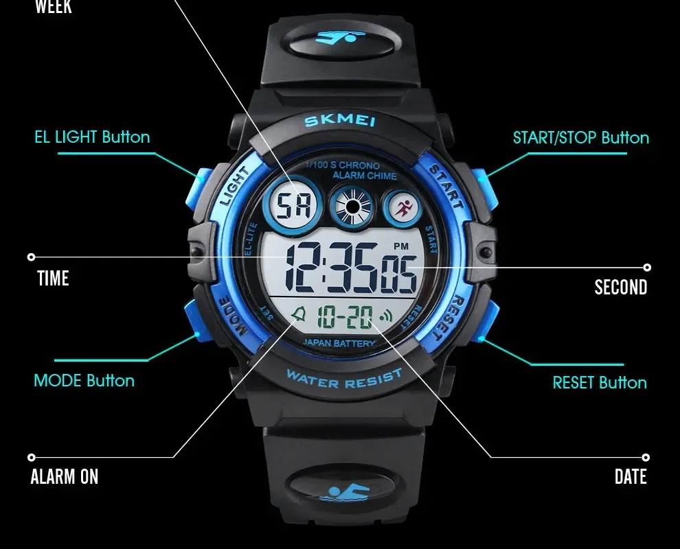 SKMEI 1451 Dropship Fashion Waterproof Children Boy Girl Watch Digital LED Watches  Alarm Date Sports Electronic Digital Watch