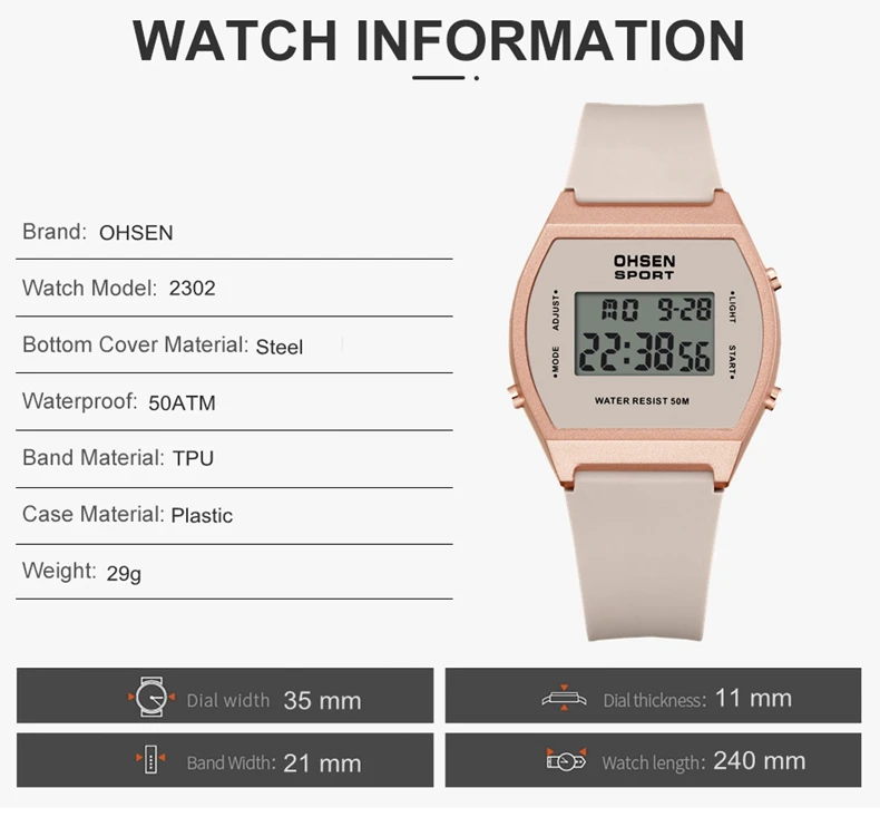 Digital Sport Watch for Women Waterproof Fashion White Ladies Wristwatch Electronic Chilren Watches LED Alarm Clock Gifts