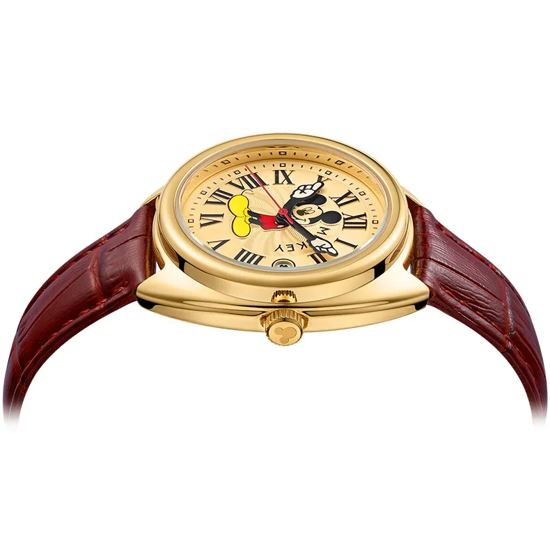 Disney Mickey Mouse Children Watches Luminous Leather Quartz Wristwatch Boy Girls Birthday Gift Student Clock Young Men Women