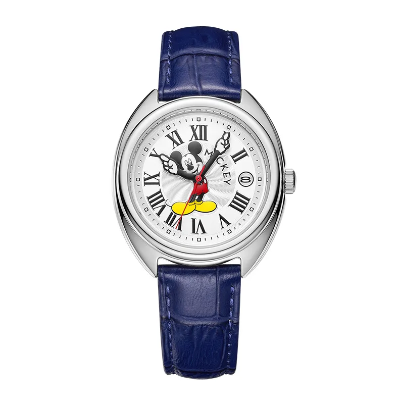 Disney Mickey Mouse Children Watches Luminous Leather Quartz Wristwatch Boy Girls Birthday Gift Student Clock Young Men Women