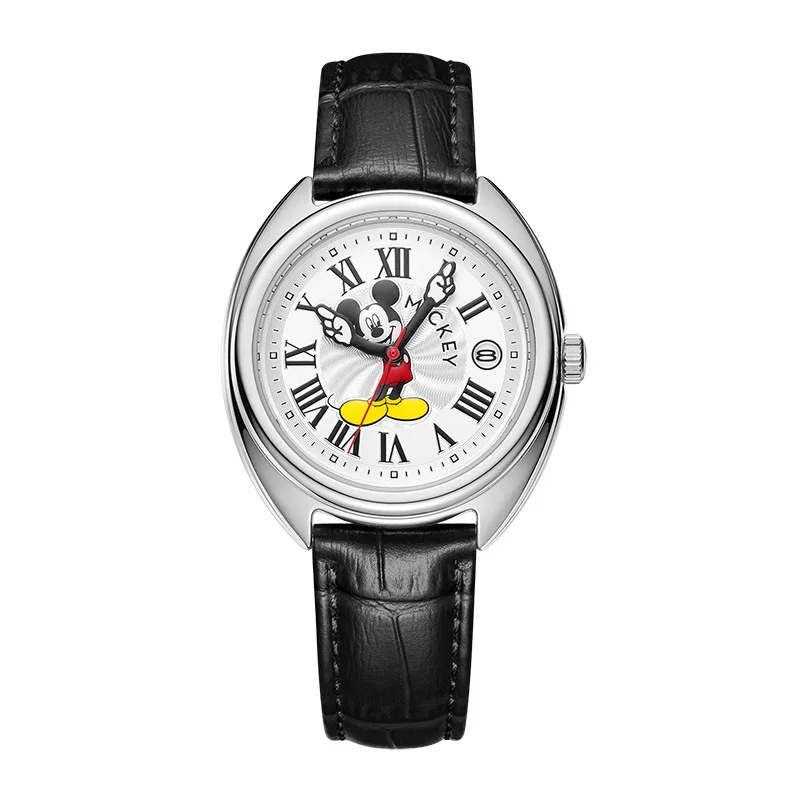 Disney Mickey Mouse Children Watches Luminous Leather Quartz Wristwatch Boy Girls Birthday Gift Student Clock Young Men Women