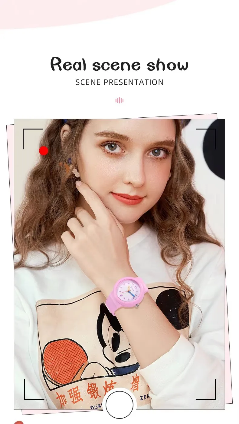 Pink Quartz Children Watches Silicone Strap Waterpoof Blue Analog Kids Wriwtches for Girls Boys