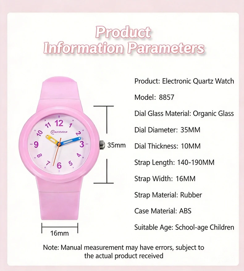 Pink Quartz Children Watches Silicone Strap Waterpoof Blue Analog Kids Wriwtches for Girls Boys
