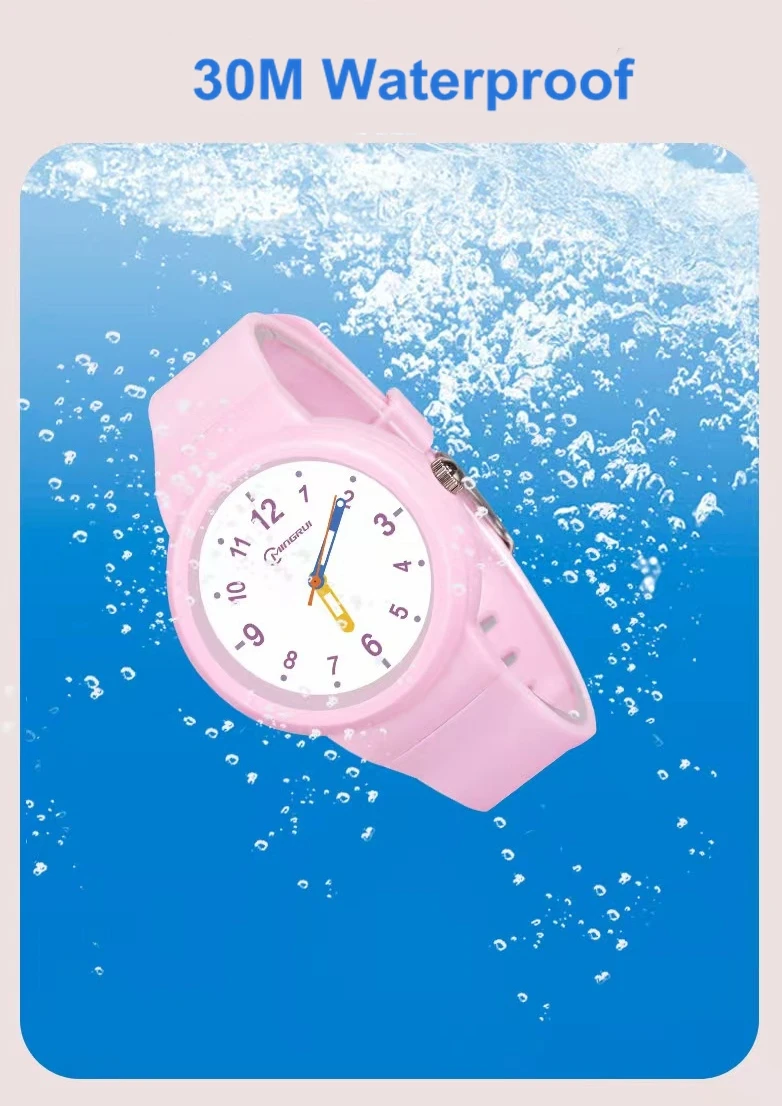 Pink Quartz Children Watches Silicone Strap Waterpoof Blue Analog Kids Wriwtches for Girls Boys