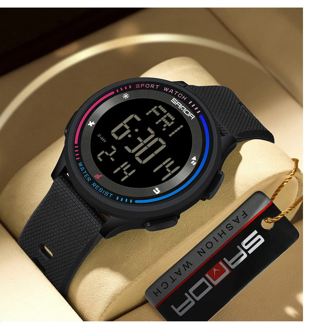 SANDA Fashion Digital Movement Teenager Students Hand Clock Trendy Outdoor Sports Water Resistant Mode Wrist Stop Children Watch