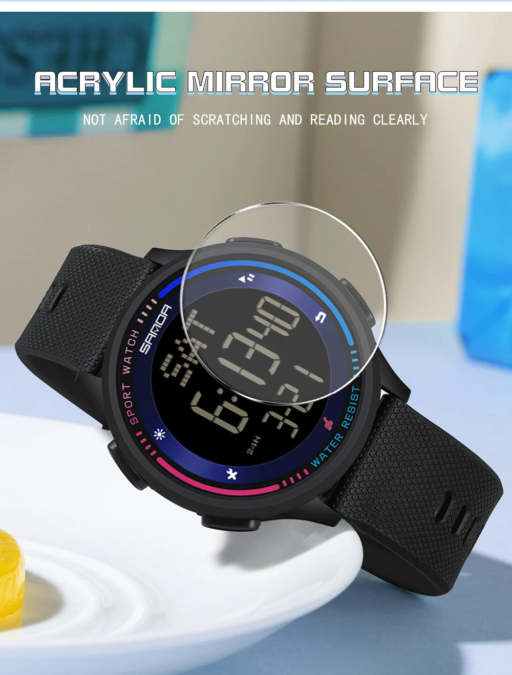 SANDA Fashion Digital Movement Teenager Students Hand Clock Trendy Outdoor Sports Water Resistant Mode Wrist Stop Children Watch