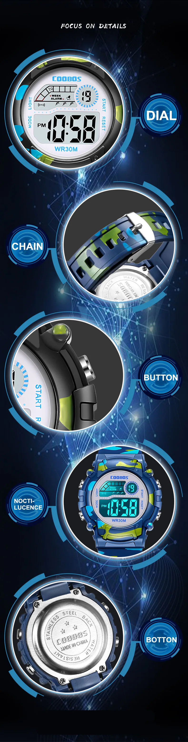 New Military Watch For Child Boy Girl Sport Digital Kids Watches Alarm Date Luminous Waterproof Watches Student Electronic Clock