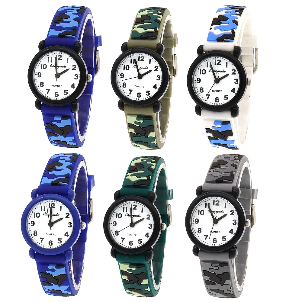 High Quality Fashion Camouflage Silicone Strap Quartz Watches for Boys Girls Kids Students - Digital Clocks
