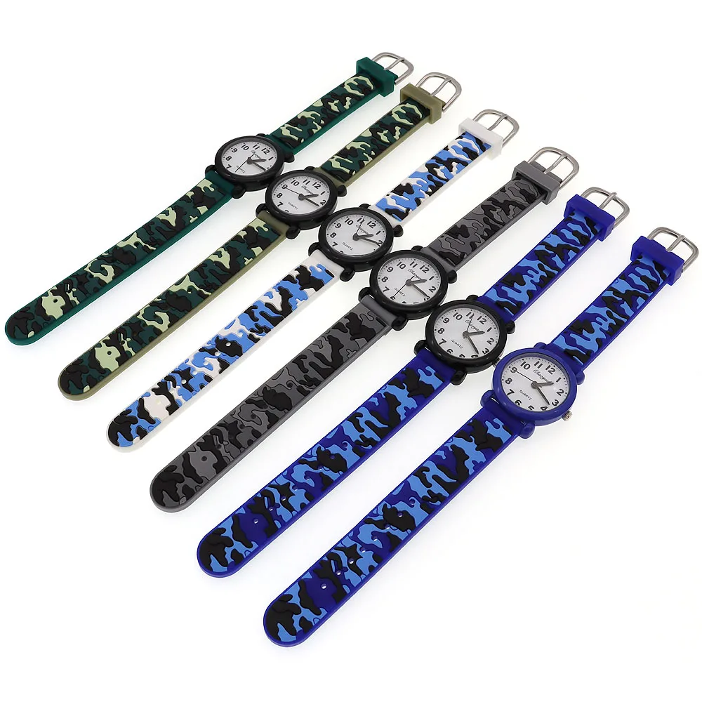 High Quality Fashion Camouflage Silicone Strap Quartz Watches for Boys Girls Kids Students - Digital Clocks