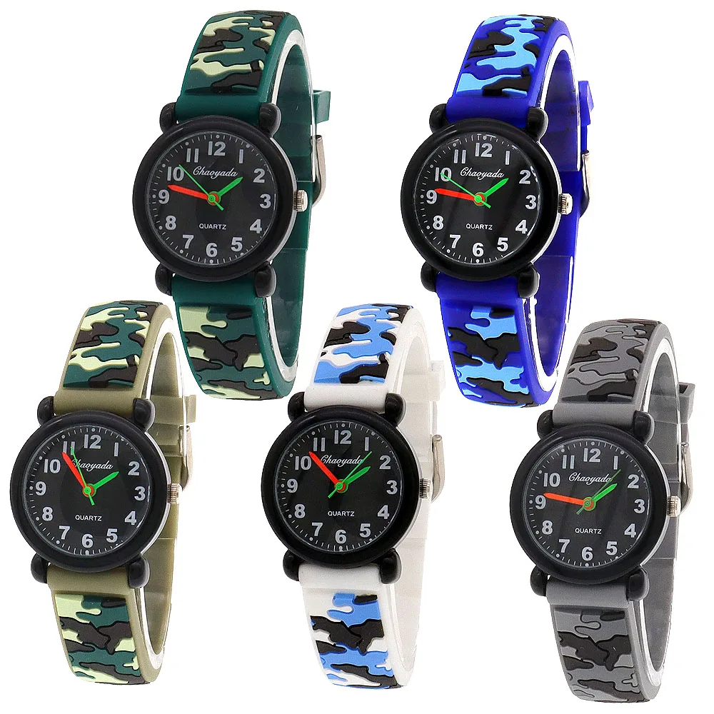 High Quality Fashion Camouflage Silicone Strap Quartz Watches for Boys Girls Kids Students - Digital Clocks
