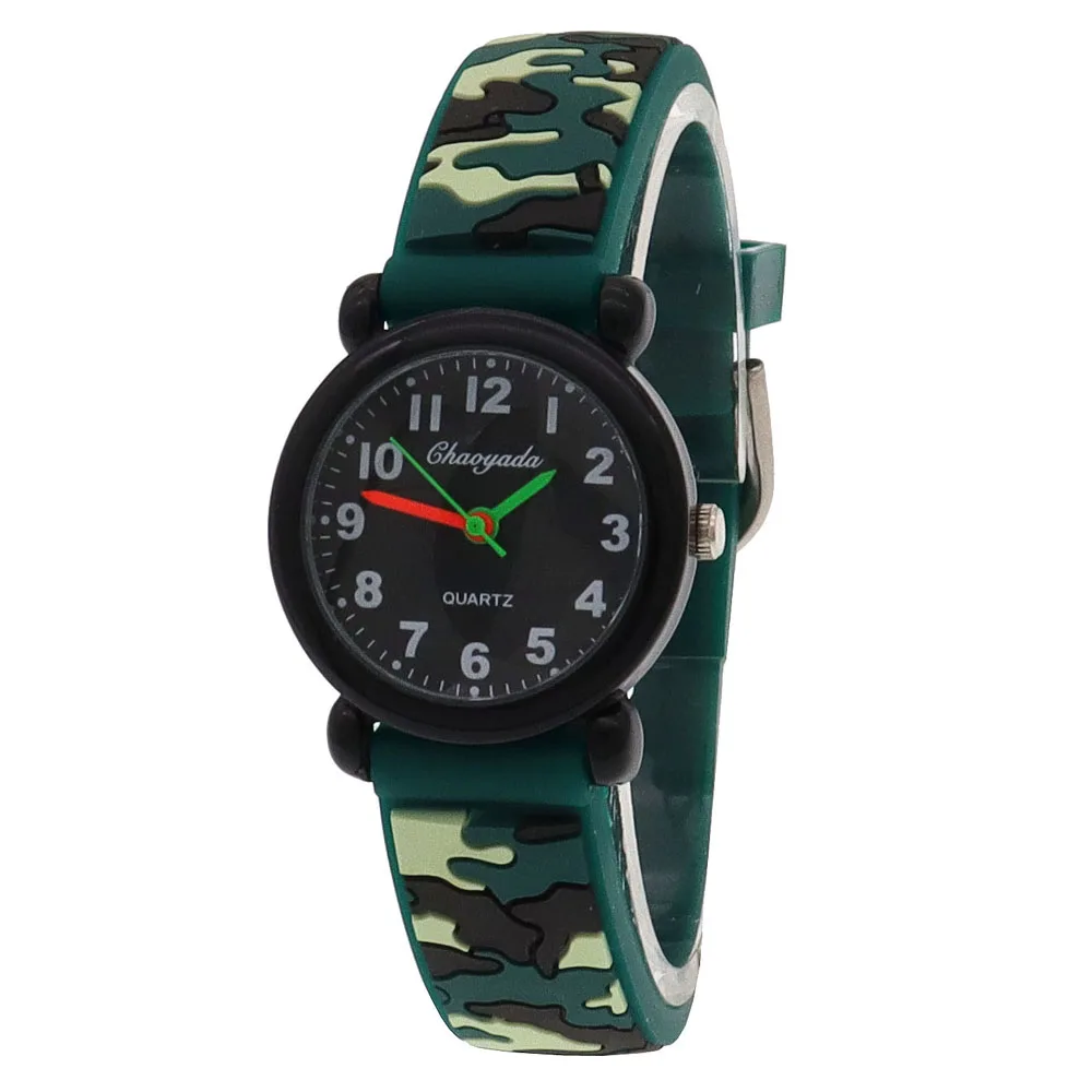 High Quality Fashion Camouflage Silicone Strap Quartz Watches for Boys Girls Kids Students - Digital Clocks