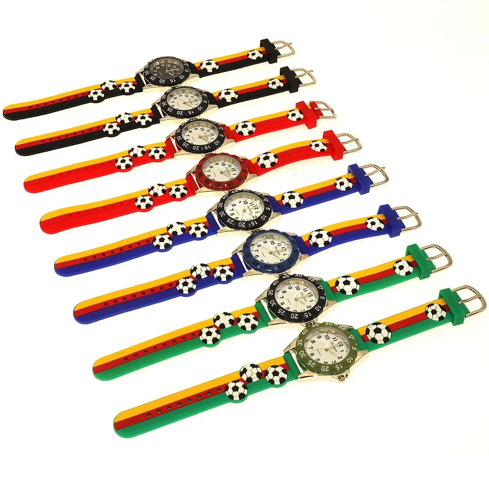 Chaoyada Fashion Children Boys Girls Football Soccer Watches Kids Students Soft Silicone Strap Cartoon Sports Watches Gifts