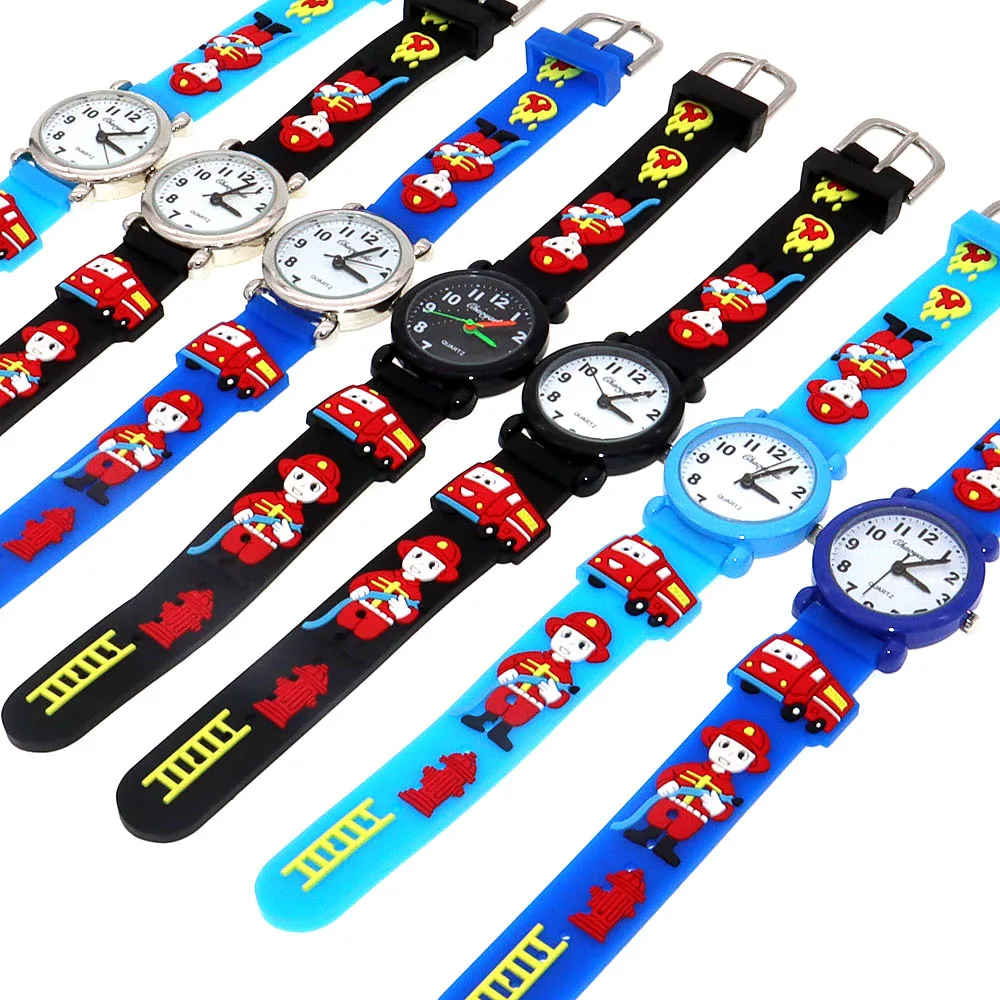 Cute Boy Girls Watches Kids Gifts Children Watch Little Kid Watch Silicone Quartz Fireman Sport Watches Kids Watches Boys