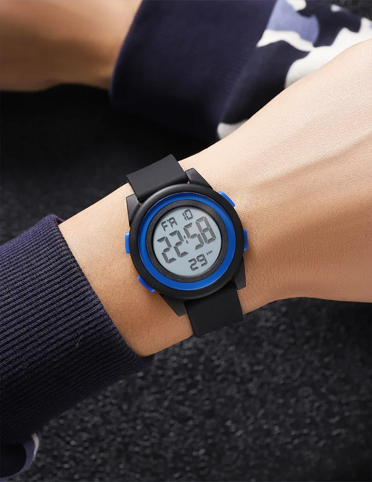 SKMEI Kids Digital LED Black Light Stopwatch Children Watch 50m Waterproof Wristwatches For Boys Girls Clock Alarm Clock 2429