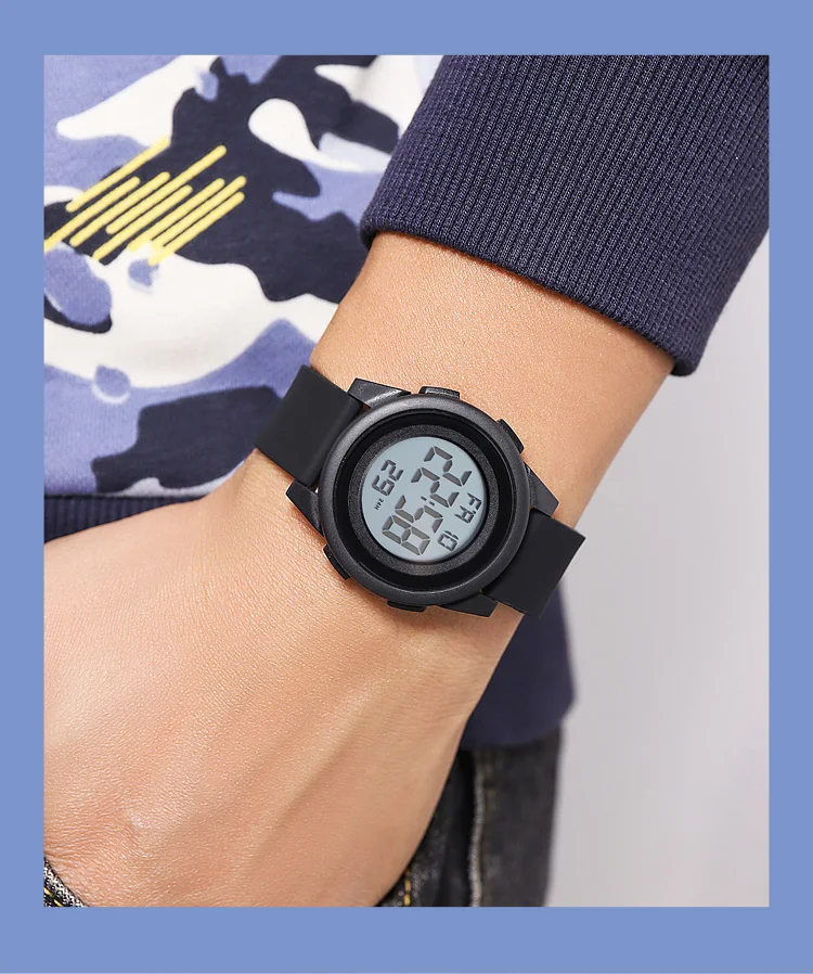 SKMEI Kids Digital LED Black Light Stopwatch Children Watch 50m Waterproof Wristwatches For Boys Girls Clock Alarm Clock 2429