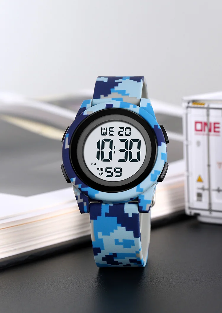 SKMEI Kids Digital LED Black Light Stopwatch Children Watch 50m Waterproof Wristwatches For Boys Girls Clock Alarm Clock 2429