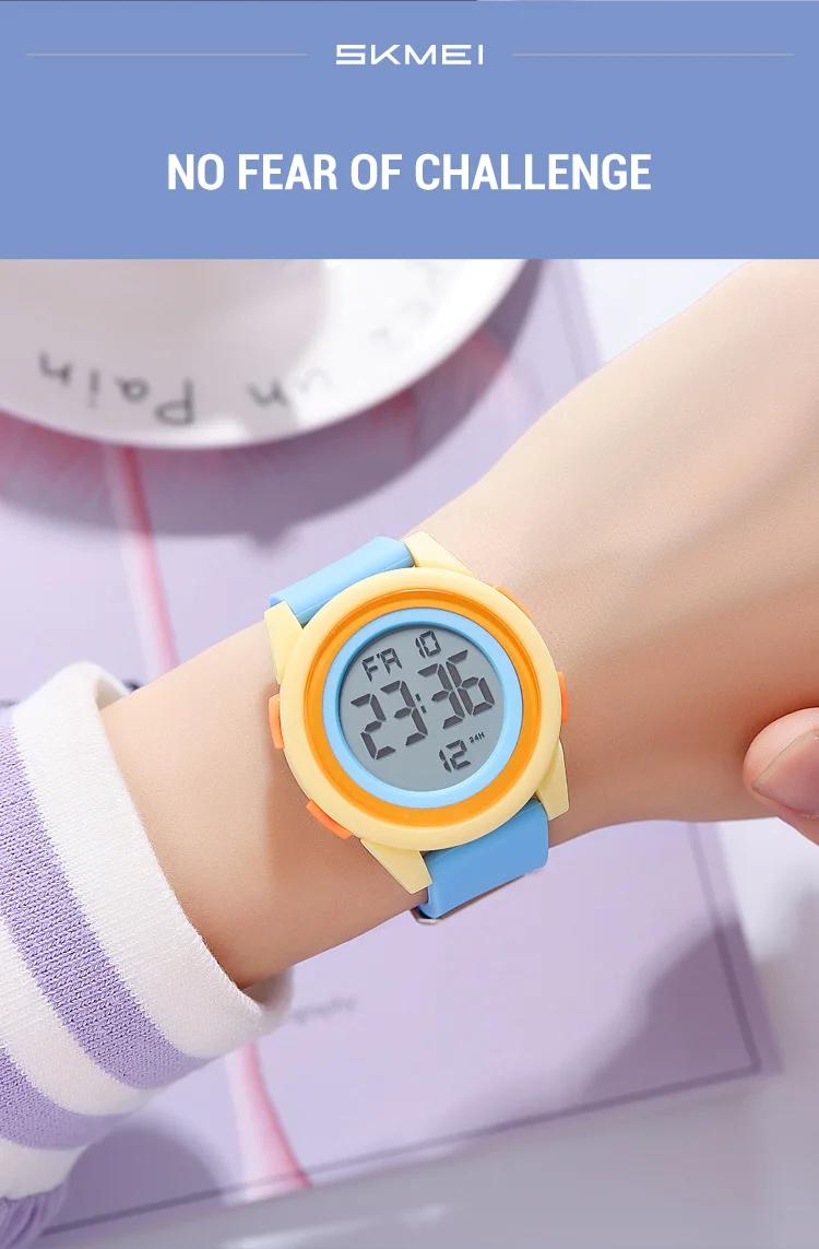SKMEI Kids Digital LED Black Light Stopwatch Children Watch 50m Waterproof Wristwatches For Boys Girls Clock Alarm Clock 2429
