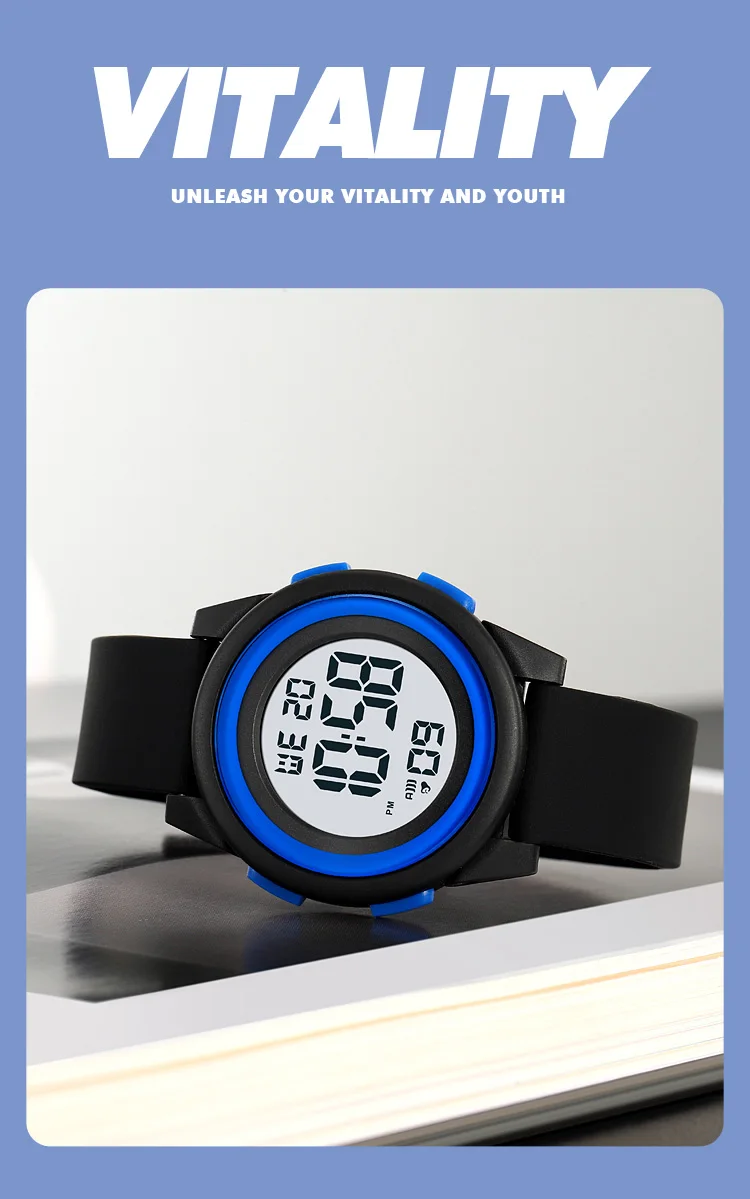 SKMEI Kids Digital LED Black Light Stopwatch Children Watch 50m Waterproof Wristwatches For Boys Girls Clock Alarm Clock 2429