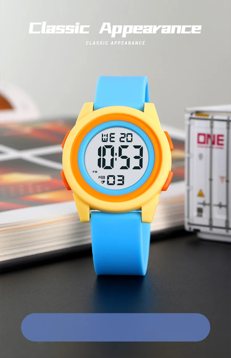 SKMEI Kids Digital LED Black Light Stopwatch Children Watch 50m Waterproof Wristwatches For Boys Girls Clock Alarm Clock 2429