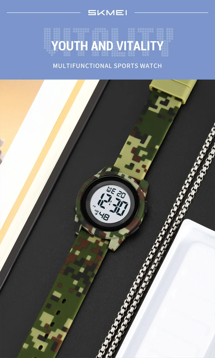 SKMEI Kids Digital LED Black Light Stopwatch Children Watch 50m Waterproof Wristwatches For Boys Girls Clock Alarm Clock 2429