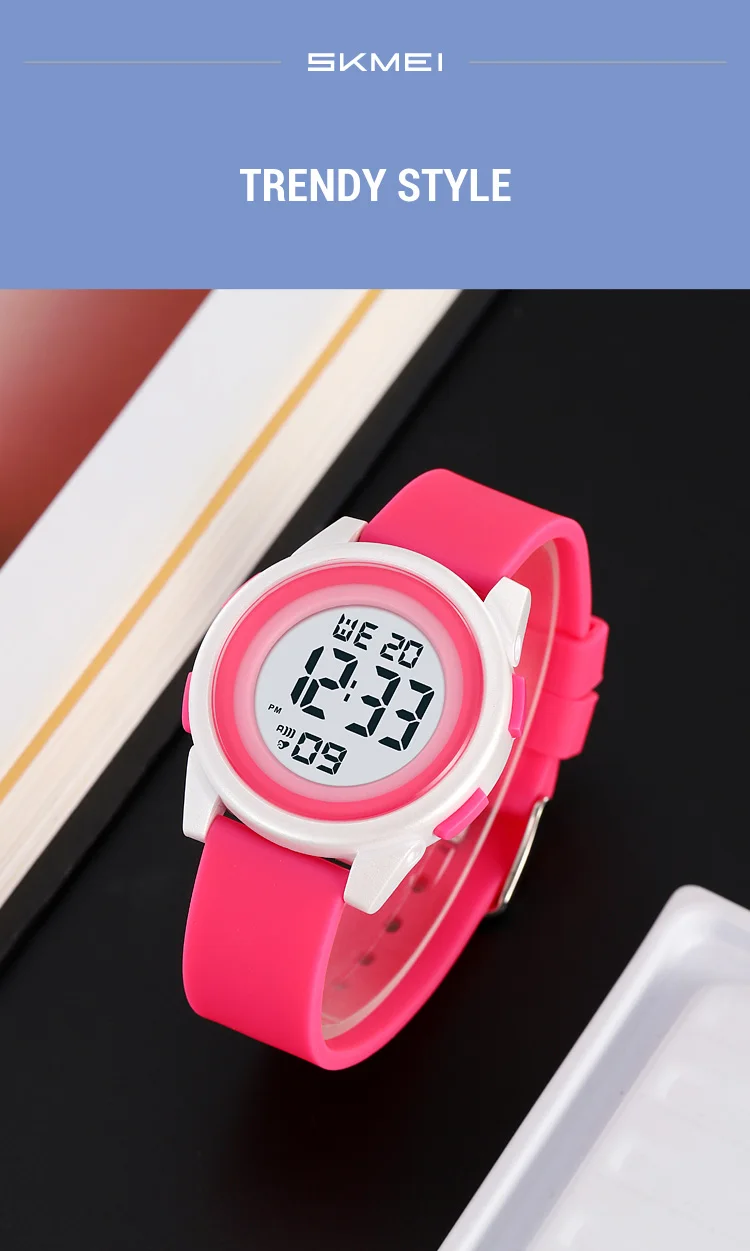 SKMEI Kids Digital LED Black Light Stopwatch Children Watch 50m Waterproof Wristwatches For Boys Girls Clock Alarm Clock 2429