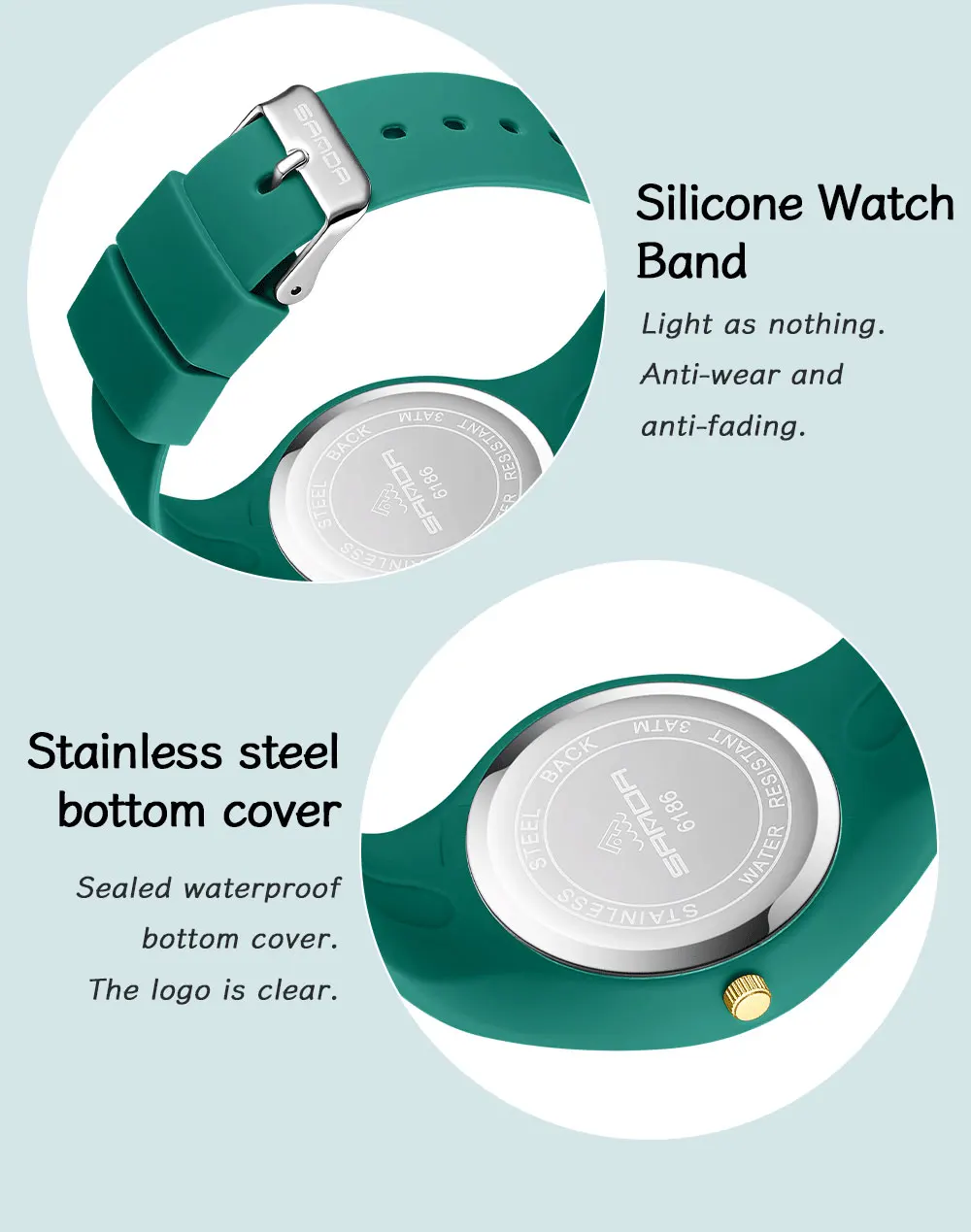 SANDA Fashion Ladies Children Quartz Watches for Boys Girls Kids Watch Waterproof Women Silicone Watchband Quartz Clock Gift