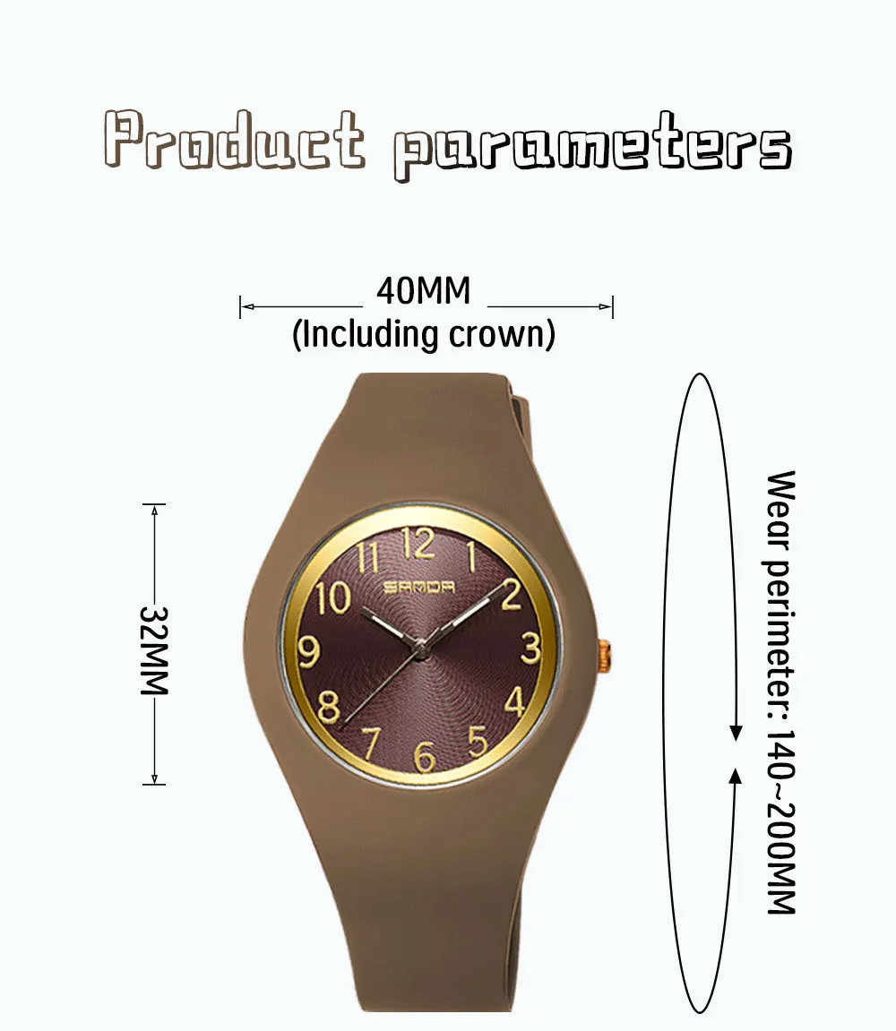 SANDA Fashion Ladies Children Quartz Watches for Boys Girls Kids Watch Waterproof Women Silicone Watchband Quartz Clock Gift