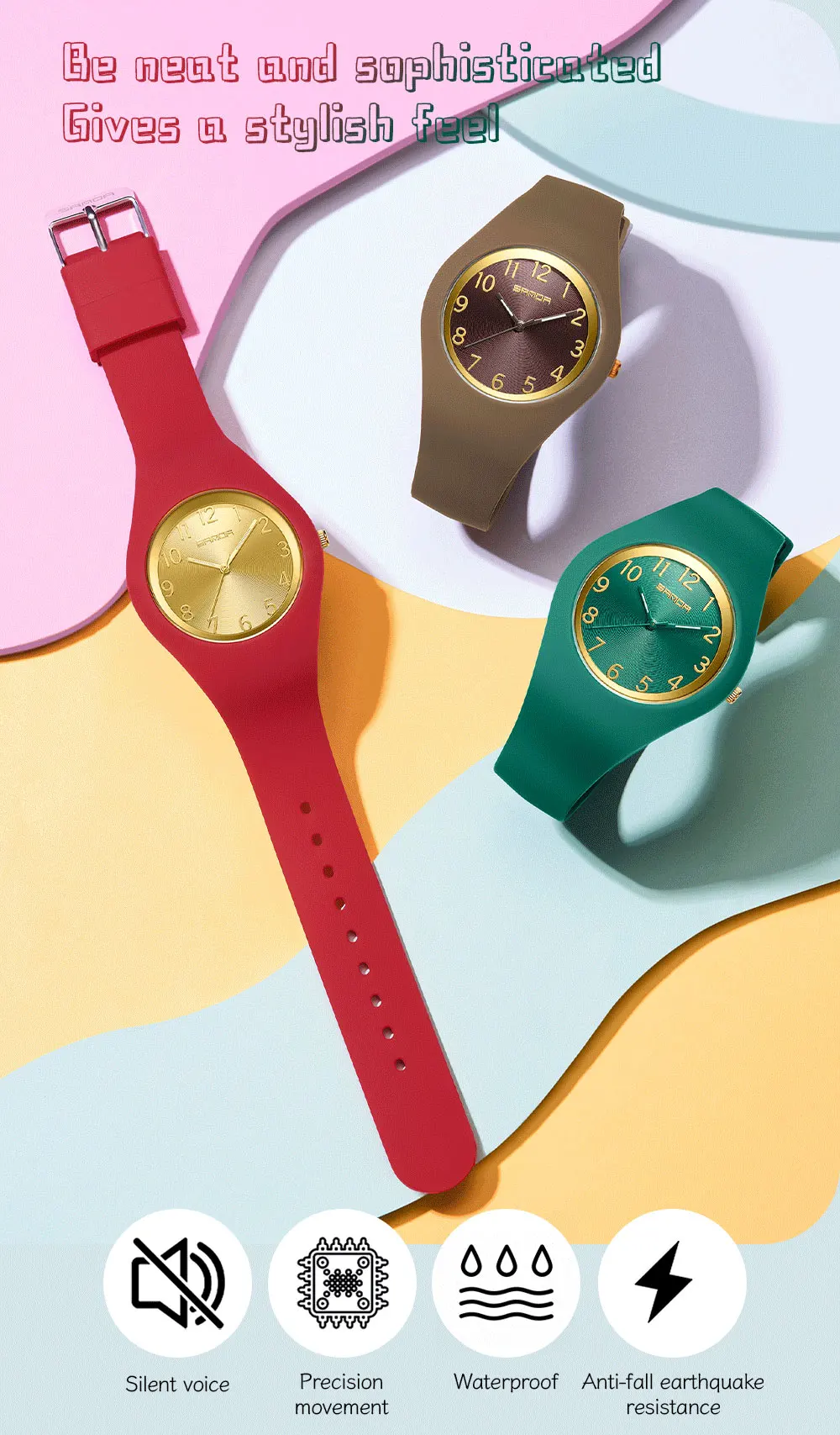 SANDA Fashion Ladies Children Quartz Watches for Boys Girls Kids Watch Waterproof Women Silicone Watchband Quartz Clock Gift
