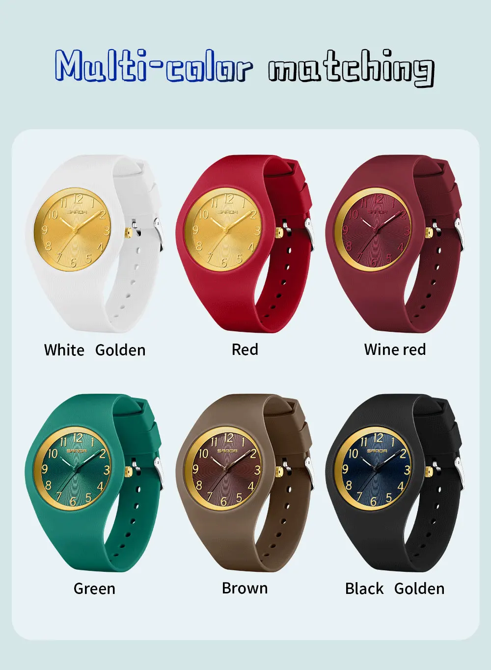 SANDA Fashion Ladies Children Quartz Watches for Boys Girls Kids Watch Waterproof Women Silicone Watchband Quartz Clock Gift