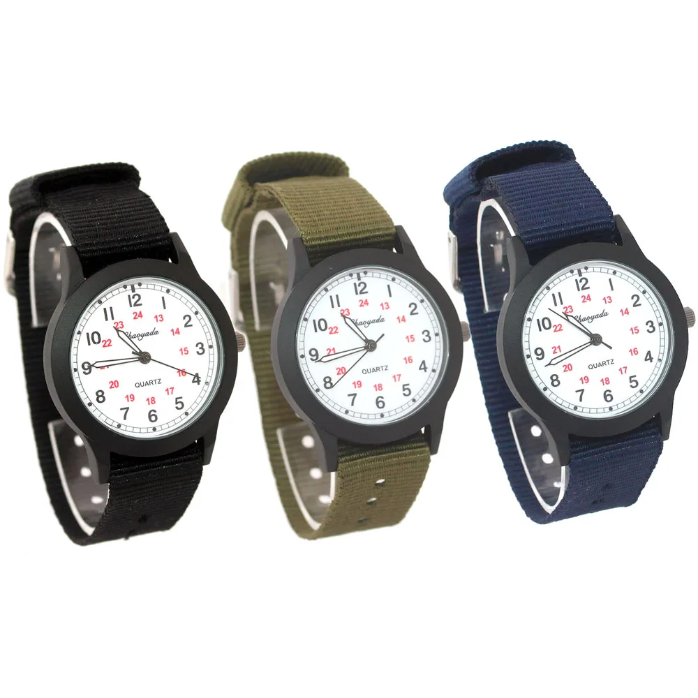 2Colors New Fashion Black Watch Fabric Nylon Strap Stainless Steel Watch Boy Girls Women Men Watches Student Watch Boy Gifts