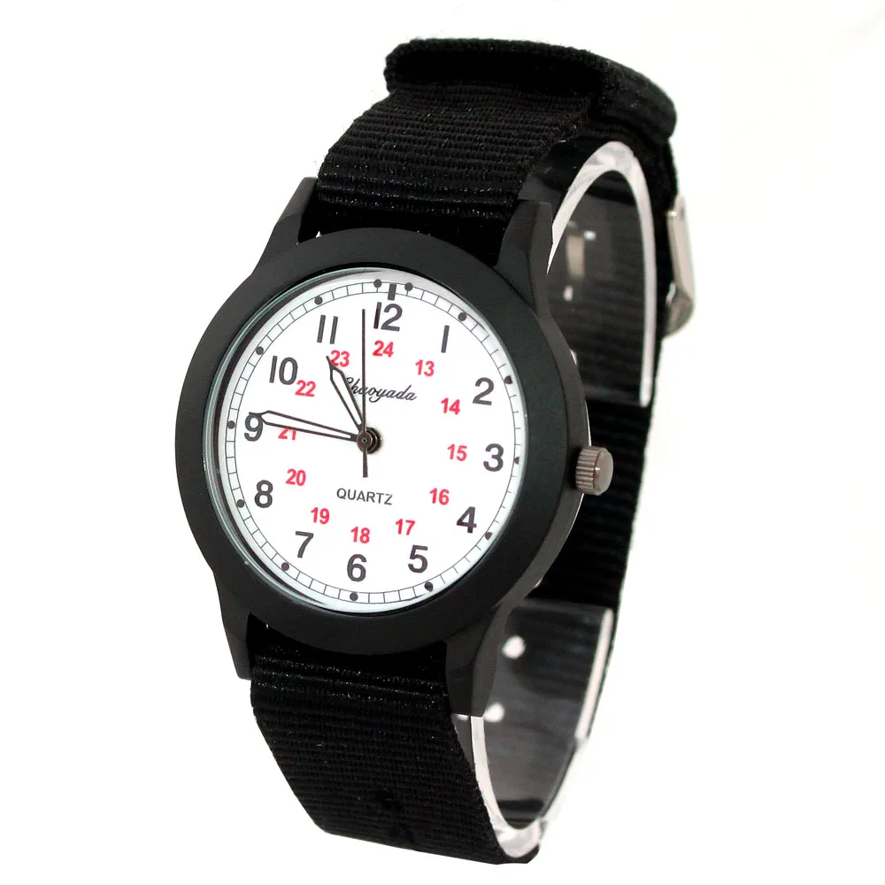 2Colors New Fashion Black Watch Fabric Nylon Strap Stainless Steel Watch Boy Girls Women Men Watches Student Watch Boy Gifts