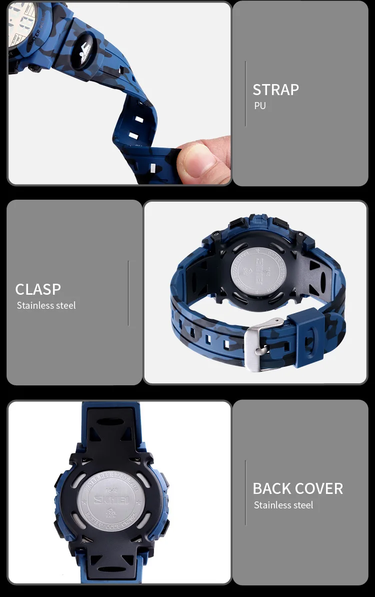 SKMEI 1548 Sport Children Shockproof Watch Waterproof Camouflage Colorful Light Boy Kids Girl Wristwatches 1266 Relogio Infantil