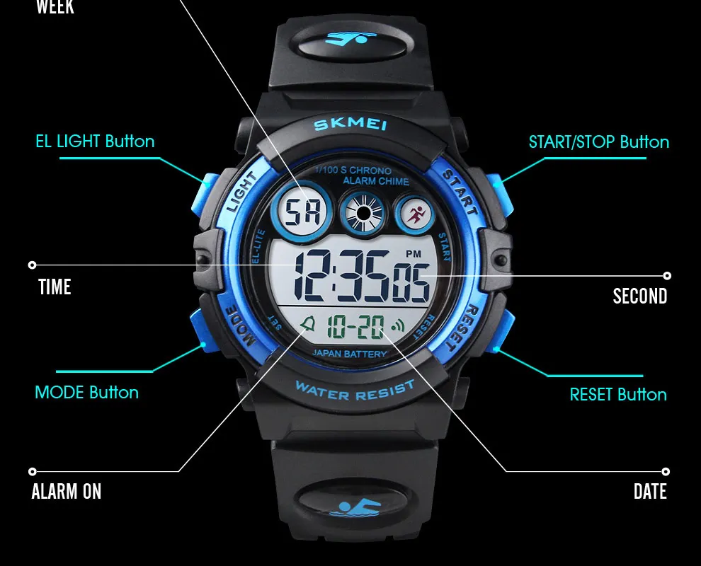SKMEI 1451 Children Digital Shockproof Watch for Kids Color Alarm Sport Electronic Waterproof Boy Girl Wristwatch Military 1548
