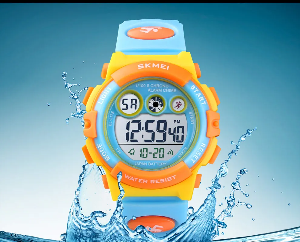 SKMEI 1451 Children Digital Shockproof Watch for Kids Color Alarm Sport Electronic Waterproof Boy Girl Wristwatch Military 1548