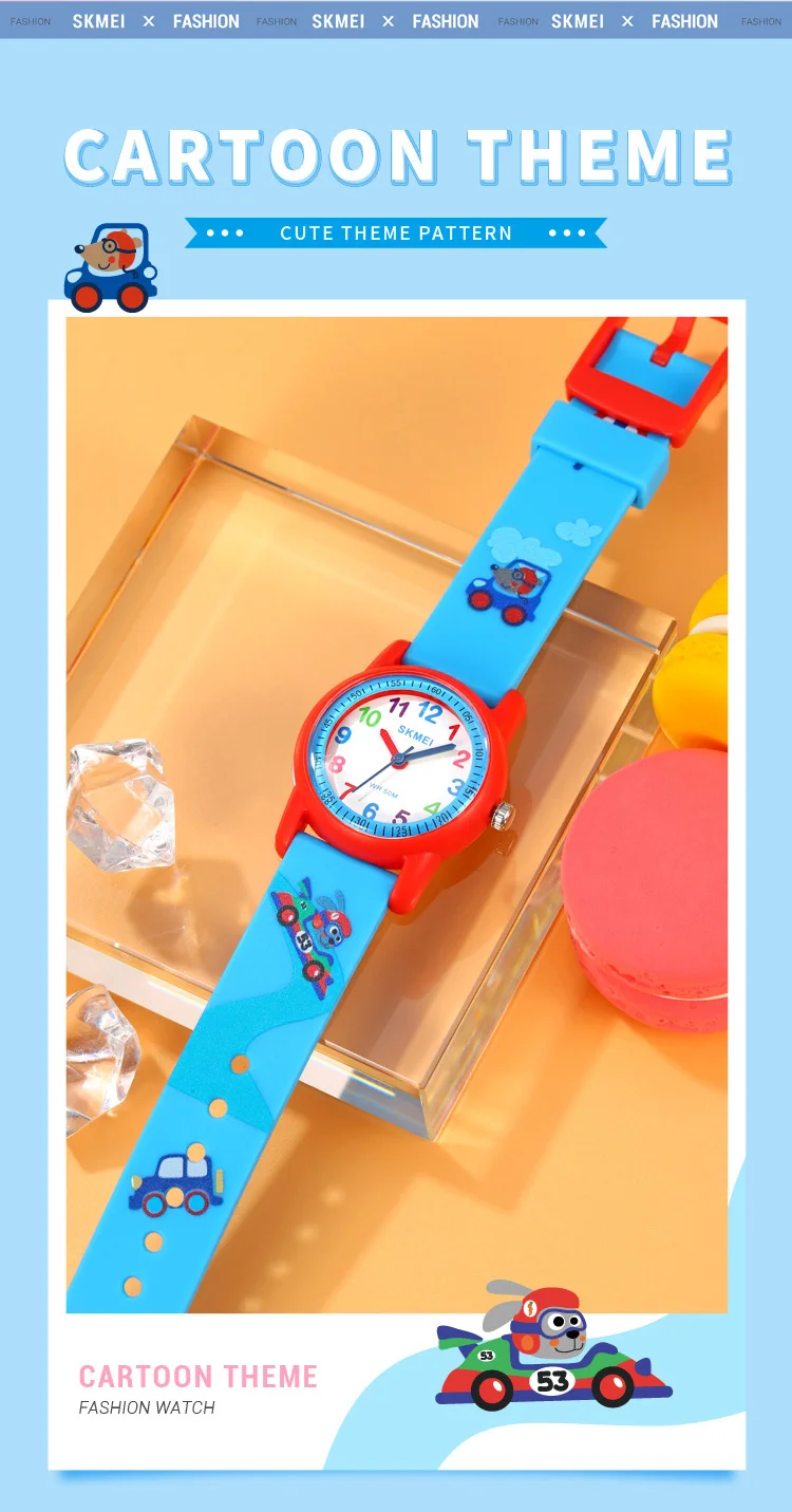 SKMEI Sports Kids Watches 50m Waterproof For Girls Boys Gift Cute Animal Clock Easy Read Children TPU Band Quartz Wristwatch