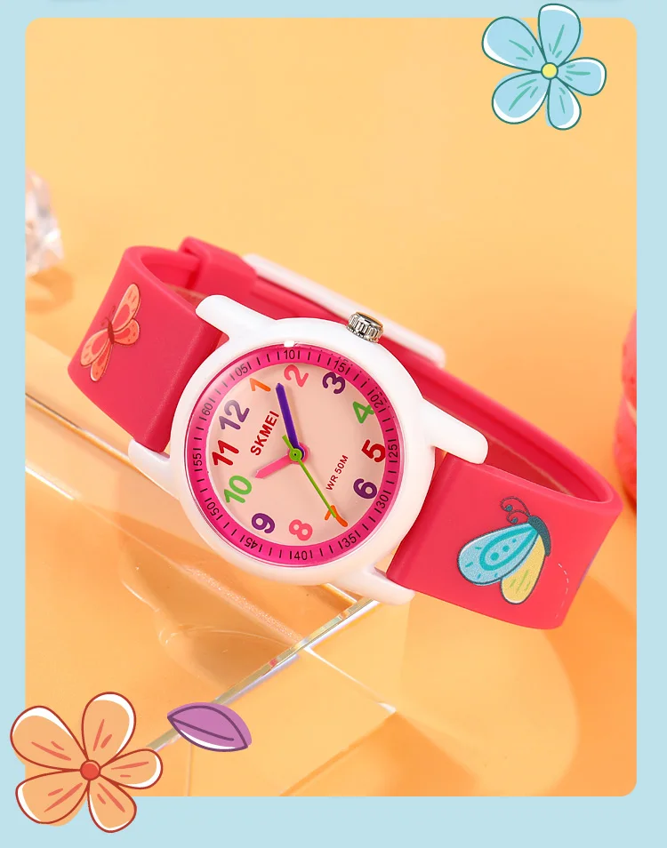 SKMEI Sports Kids Watches 50m Waterproof For Girls Boys Gift Cute Animal Clock Easy Read Children TPU Band Quartz Wristwatch