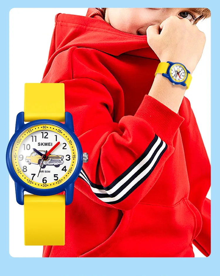 SKMEI Sports Kids Watches 50m Waterproof For Girls Boys Gift Cute Animal Clock Easy Read Children TPU Band Quartz Wristwatch