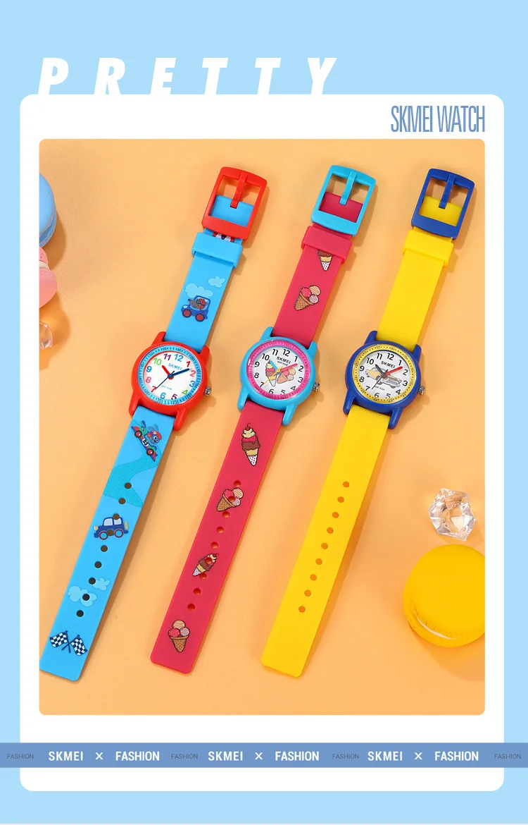 SKMEI Sports Kids Watches 50m Waterproof For Girls Boys Gift Cute Animal Clock Easy Read Children TPU Band Quartz Wristwatch