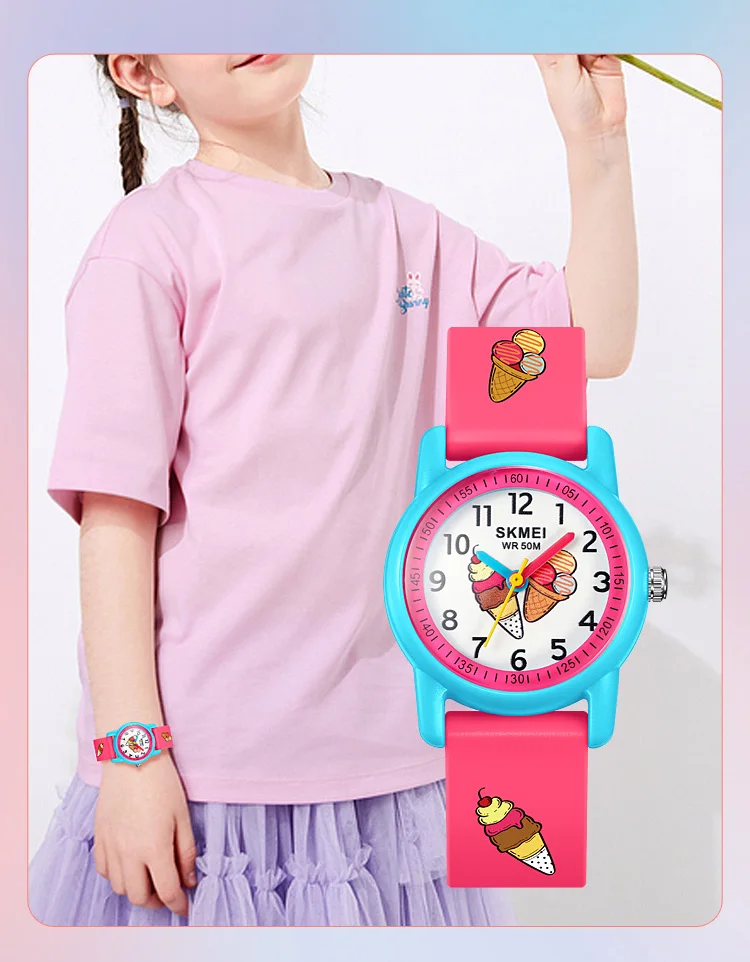 SKMEI Sports Kids Watches 50m Waterproof For Girls Boys Gift Cute Animal Clock Easy Read Children TPU Band Quartz Wristwatch