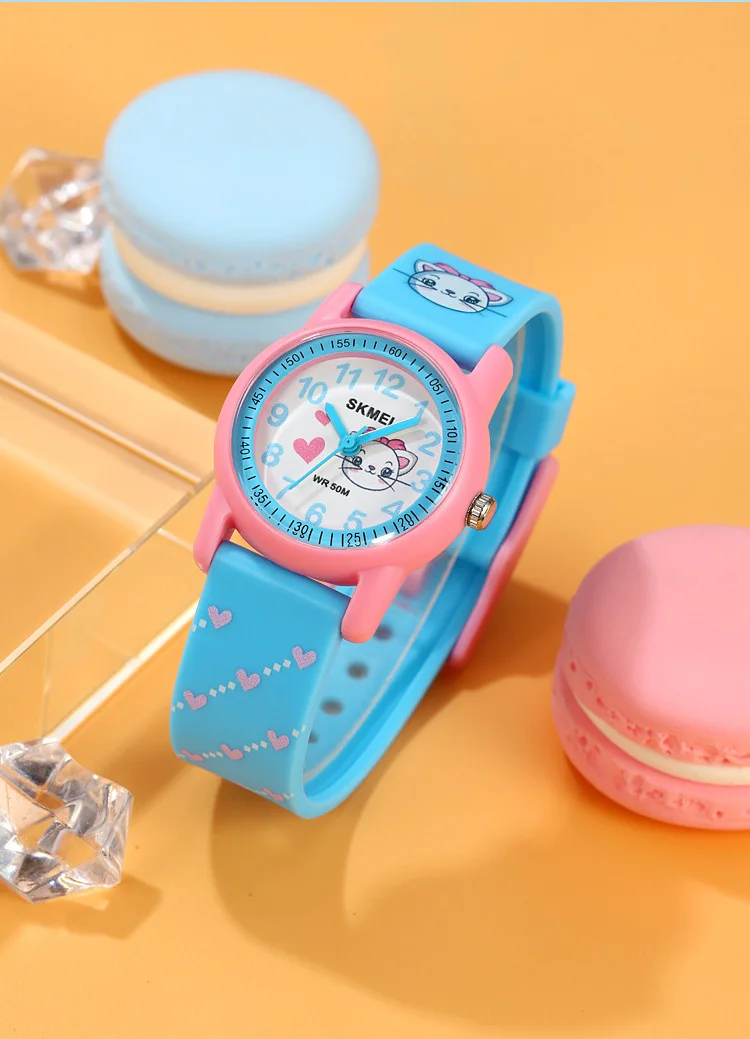 SKMEI Sports Kids Watches 50m Waterproof For Girls Boys Gift Cute Animal Clock Easy Read Children TPU Band Quartz Wristwatch