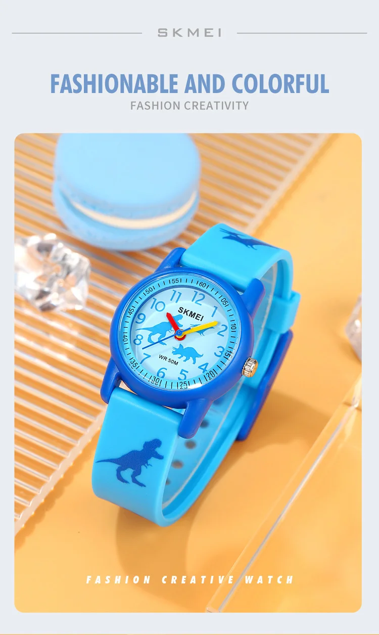 SKMEI Sports Kids Watches 50m Waterproof For Girls Boys Gift Cute Animal Clock Easy Read Children TPU Band Quartz Wristwatch