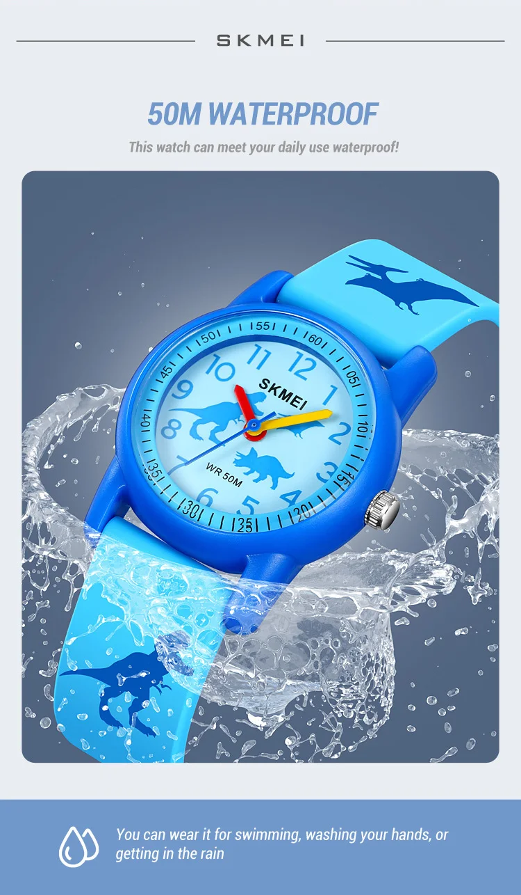 SKMEI Sports Kids Watches 50m Waterproof For Girls Boys Gift Cute Animal Clock Easy Read Children TPU Band Quartz Wristwatch