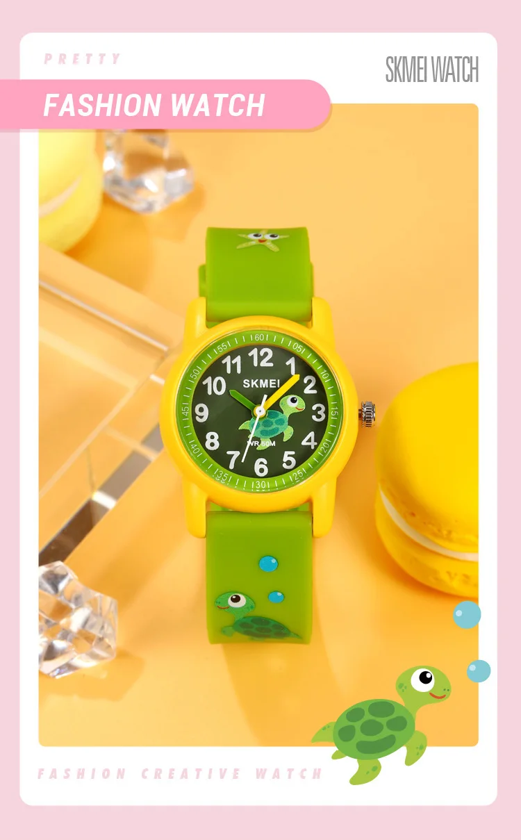 SKMEI Sports Kids Watches 50m Waterproof For Girls Boys Gift Cute Animal Clock Easy Read Children TPU Band Quartz Wristwatch